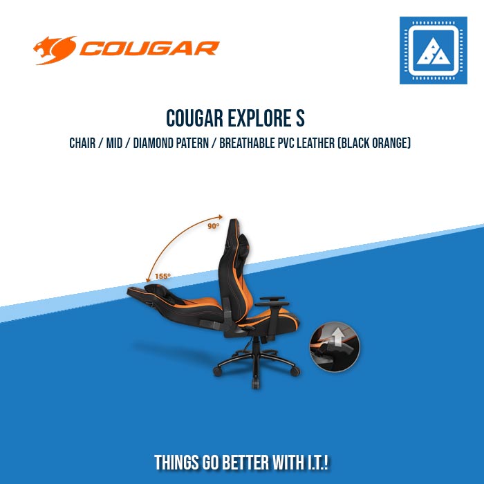 COUGAR EXPLORE S ROYAL GAMING CHAIR / MID / DIAMOND PATERN / BREATHABLE PVC LEATHER / HIGH DENSITY FOAM / STEEL BASE / TILT / 3D ARM REST / 3 COUGAR EXPLORE S ROYAL GAMING CHAIR / MID / DIAMOND PATERN / BREATHABLE PVC LEATHER / HIGH DENSITY FOAM / STEEL BASE / TILT / 3D ARM REST / 3